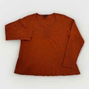 Eileen Fisher Top Womens Size Large Petite Wool Cashmere Rabbit Hair Orange